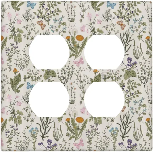 Vista 55 de William Morris Floral Boho Azul Medianoche Azul Bohemio Flor 1 Banda Dúplex Cubierta de Salida Decorativa Receptáculo Único Interruptor Eléctrico