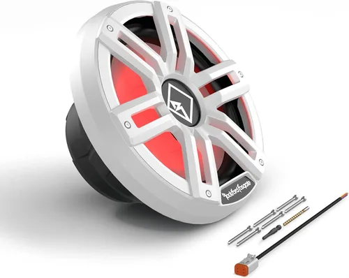 Vista 6 de Rockford Fosgate M2D2-12I Color Optix 12" DVC 2-Ohm Infinite Baffle Multicolor LED Iluminado Subwoofer marino - Blanco/Acero inoxidable