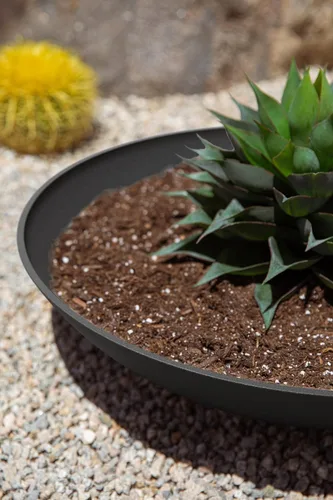 Vista 5 de Veradek Mason Series Lane Bowl Planter para mesas de interior o exterior/jardines hecho de compuesto de plástico y piedra con agujeros