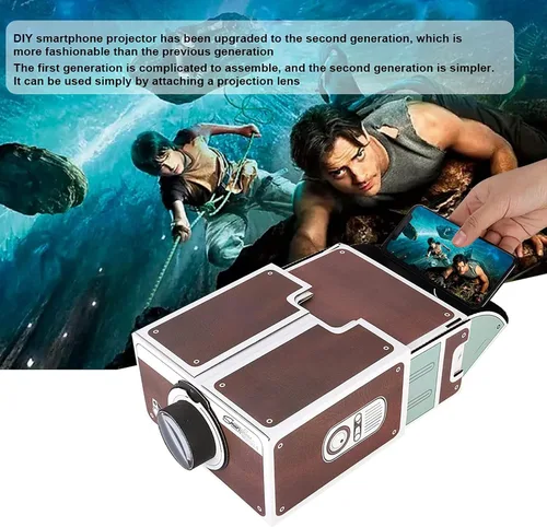 Vista 2 de Mini proyector de teléfono inteligente, mini proyector de teléfono móvil inteligente portátil para el hogar de segunda generación, proyector