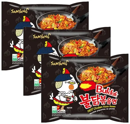 Vista 38 de Samyang HACK Buldak Bokeum Ramen. 1 bolsa de tallarines ramen muy picantes. Sabor mucho más picante.