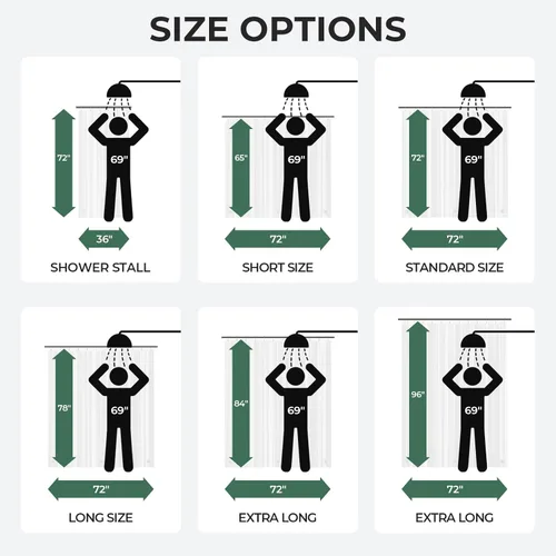 Vista 6 de AmazerBath Paquete de 2 forros de cortina de ducha transparentes de 72 x 84 pulgadas, cortinas de ducha de plástico PEVA 3G con piedras resistentes