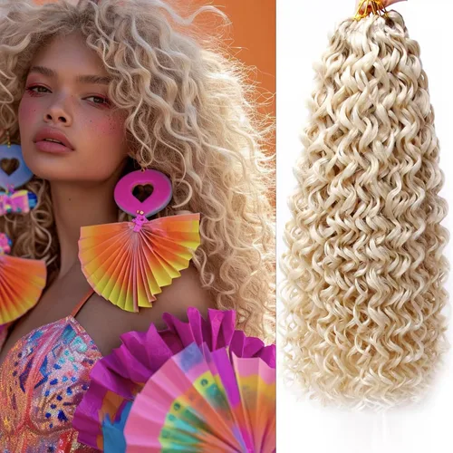 Vista 40 de 8 Paquetes de Cabello Rizado con Ganchillo GoGo para Mujeres, Cabello Rizado con Ganchillo para Trenzas de Ola Profunda, Extensiones de Cabello