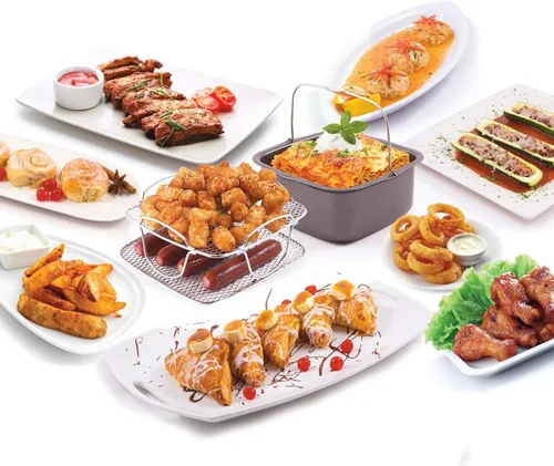 Vista 2 de Nuwave Kit de accesorios de cocina Brio Air Fryer de 2 piezas, estante reversible y bandeja para hornear, compatible con freidoras de aire Brio de 3