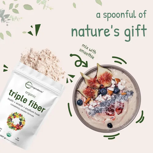 Vista 7 de Micro Ingredients Polvo orgánico de triple fibra, 2 libras Prebiótico natural para apoyar la salud digestiva e intestinal Soluble, fácilmente