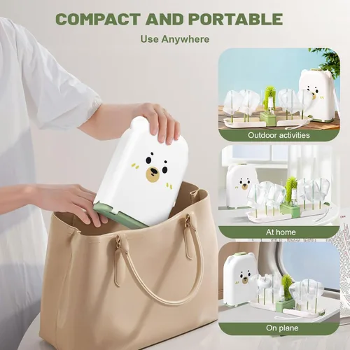 Vista 5 de Juego de cepillos limpiadores de biberones para bebés, juego de cepillos limpiadores de botellas, kit portátil de limpieza de botellas, cepillo