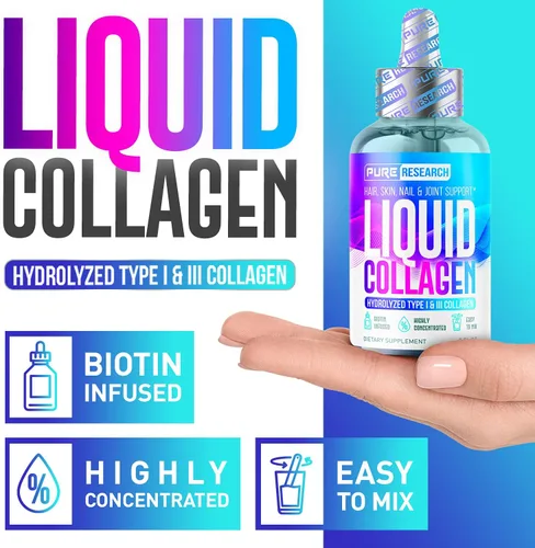 Vista 5 de Péptidos de colágeno líquido con biotina, soporte para el cabello, la piel, las uñas y las articulaciones, colágeno, biotina, gotas de absorción