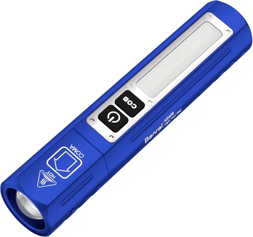 Vista 11 de Banral Linternas tácticas recargables de alto lúmenes - Súper brillante pequeña y potente linterna LED magnética USB C, 8 modos, botón doble Azul