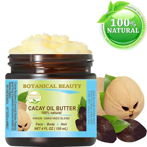 Vista 2 de Botanical Beauty Mantequilla de aceite de cacay, virgen, natural, puro, sin refinar, sin refinar, para cara, piel, cuerpo, cabello, uñas, vitamina