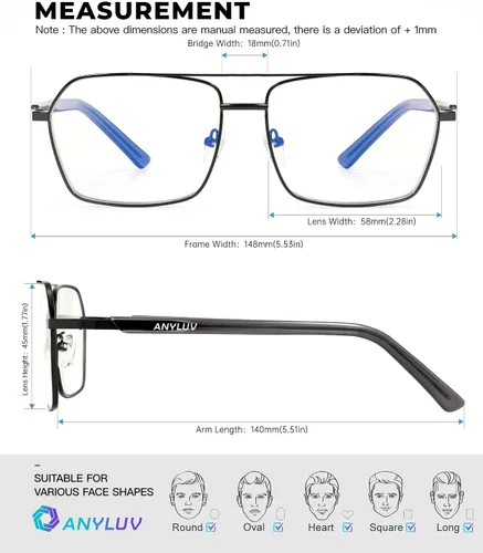 Vista 4 de ANYLUV Blue Light Glasses Men/Women, Blue Light Blocking Glasses, Computer Screen Blocker Eyes Protection Glasses A06-negro/Gris