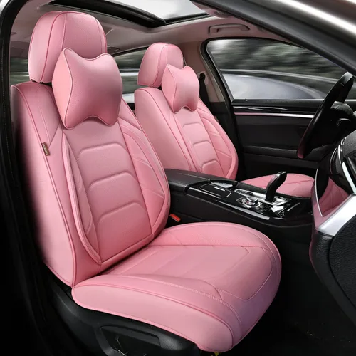 Vista 11 de TIEHESYT - Par de fundas de asiento delantero de automóvil, 2 cojines de cuero de napa transpirable, ajuste universal para la mayoría