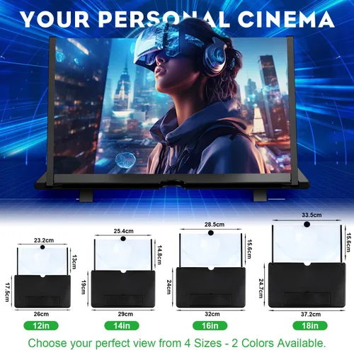 Vista 6 de Lupa de pantalla para teléfono inteligente de 12 pulgadas, amplificador plegable 3D HD, soporte para teléfono con ángulo ajustable, regalo