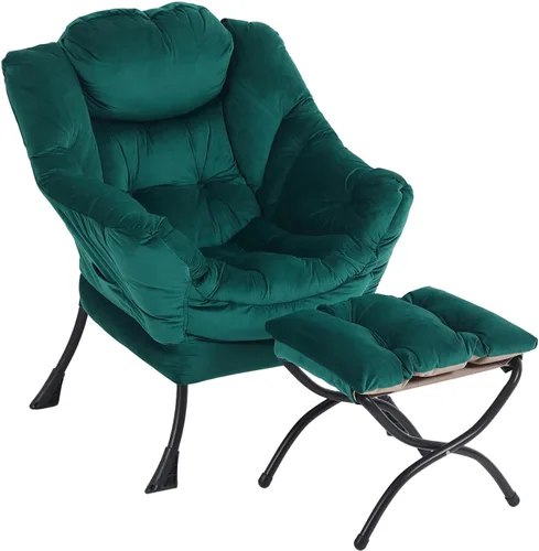 Vista 348 de Silla Lazy con otomana, silla moderna con reposapiés plegable, silla de acento de salón, cómoda silla de lectura para dormitorio, estudio, sala