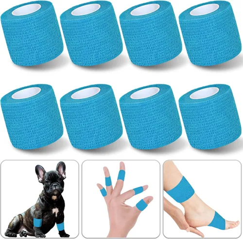 Vista 22 de Paquete de 8 vendajes autoadhesivos de 2 pulgadas x 5 yardas, cinta adhesiva autoadhesiva para atletismo, muñeca, tobillo, rodillas, mascotas