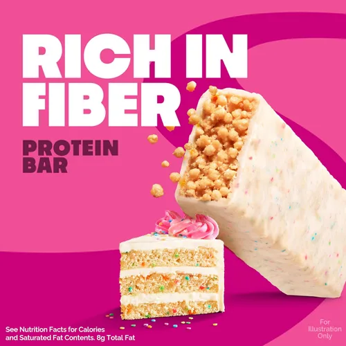 Vista 4 de Quest Nutrition - Barra de proteína crujiente para pastel de cumpleaños, 0.67 onzas de proteína, 0.04 oz de azúcar, 0.07 oz de carbohidratos netos