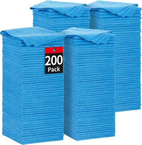 Vista 32 de Toallas de microfibra para automóviles, paquete de 24 paños de limpieza de microfibra, toallas de limpieza de 11.5 x 11.5 pulgadas, absorbentes a