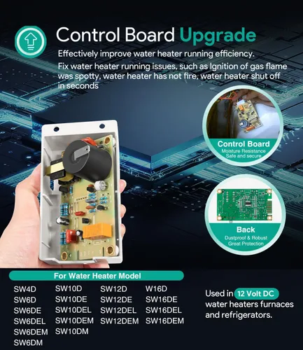 Vista 3 de 520814 Pieza de repuesto de placa de módulo de circuito de control de encendido para calentador de agua y horno Suburban RV SW4D, SW6D, SW10D