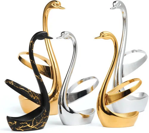 Vista 7 de AnSaw Elegante soporte pequeño de base de cisne negro para cafetería, comedor, perfecto para bodas y decoración de mesa de entretenimiento
