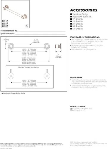 Vista 5 de Delta Faucet - Barra de seguridad tradicional para baño, 18 pulgadas, acero inoxidable, modelo 41618-SS, 41618-SS