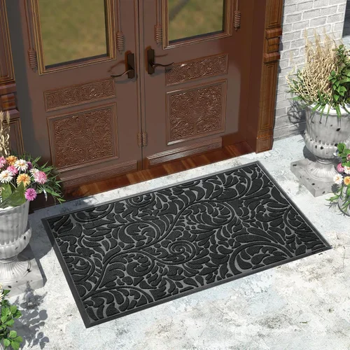 Vista 22 de Yimobra Tapete para puerta de entrada exterior, 29.5 x 17 pulgadas, impermeable, resistente, para puerta delantera, tapete antideslizante resistente