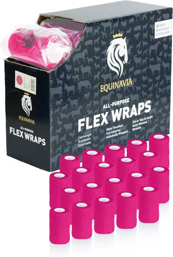 Vista 9 de Equinavia Paquete de 20 envolturas autoadhesivas para veterinarios de 4 pulgadas con estuche de fácil dispensación Vendajes para caballos, Negro