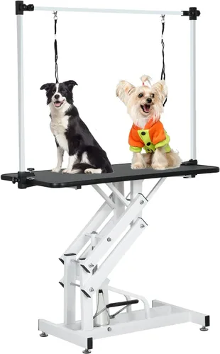 Vista 9 de Mesa eléctrica de aseo para perros de 50 pulgadas, 9 a 37 pulgadas de altura, ajustable, resistente, mesa de aseo profesional para perros grandes