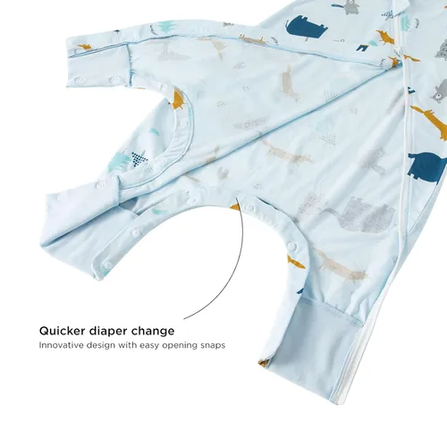 Vista 5 de Duomiaomiao Paquete de 2 bolsas de dormir TOG para niños de 24 a 36 meses, 100% algodón, ligero, saco de dormir con pies, transpirable y cómoda