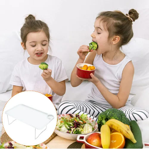 Vista 5 de PATIKIL Bandeja de desayuno, paquete de 2 bandejas de cama con patas plegables, plato reutilizable para servir, portátil, escritorio para comer