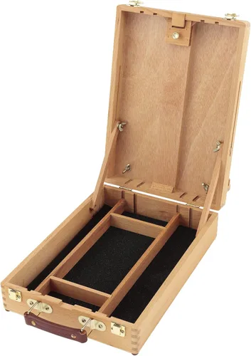 Vista 3 de Soho Urban Artist - Caja de bocetos y caballete de mesa, portátil, multimedia, ángulo ajustable con compartimentos de almacenamiento, madera de haya