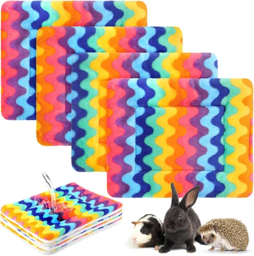 Vista 18 de Haull 4 piezas de ropa de cama impermeable de conejillo de indias de invierno, cama de conejillo de indias, forros de jaula de felpa, tapete suave