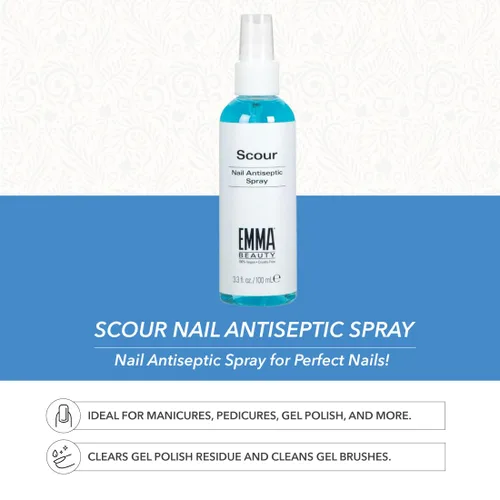 Vista 3 de EMMA Beauty Scour Spray antiséptico de uñas, limpiador de superficies de uñas y solución de limpieza, fórmula libre de 12+, 100% vegano y libre