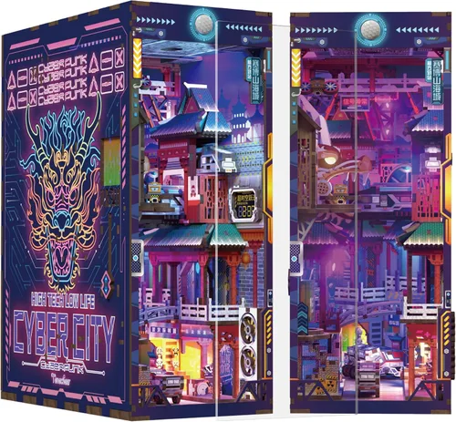 Vista 9 de Tonecheer Kit de Rincón de Libros DIY, Rompecabezas 3D El Viaje de Dorothy de Cuentos de Hadas en Miniatura de Madera, Kit de Casa para Adultos