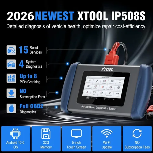 Vista 4 de Herramienta de Diagnóstico Escáner OBD2 XTOOL IP508S: Lector de Códigos para Automóviles y Camiones con 15 Reinicios, Reaprendizaje del Sensor