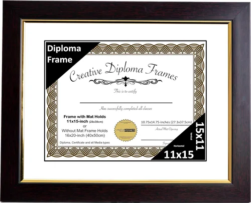 Vista 41 de Creative Picture Frames Marco de diploma de caoba de 7 x 9 pulgadas con borde dorado, incluye caballete de vidrio negro y ganchos de pared