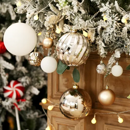 Vista 3 de Adornos de bola de Navidad para decoraciones de Navidad, 50 piezas extra grandes para árbol de Navidad, adornos inastillables, champán