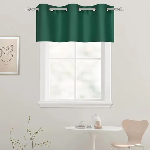 Vista 29 de DECOVSUN Cenefa de cortina opaca amarilla brillante para ventanas de cocina, cenefa opaca con ojales para dormitorio, cenefa corta y recta para sala