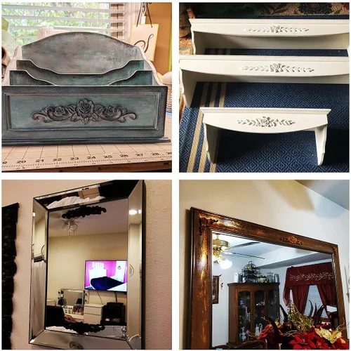 Vista 7 de MUXSAM 4 piezas de apliques decorativos tallados en madera de rosa, sin pintar, calcomanía larga sin pintar para puerta, pared, techo, armario