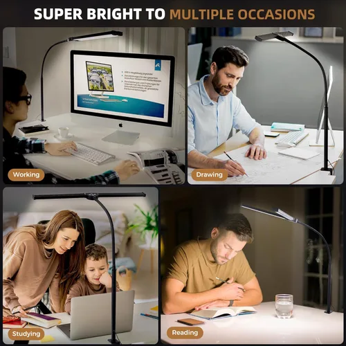 Vista 6 de Motumen Lámpara de Escritorio LED para Oficina en Casa, Luz de Arquitecto para Cuidado de los Ojos con Abrazadera, Lámpara Inteligente de Doble