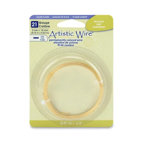 Vista 14 de Artistic Wire, Calibre 21, plano, 0.12 pulgadas x 0.03 pulgadas, color latón antiguo, 3 pies