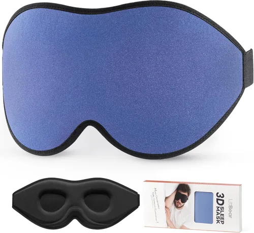 Vista 9 de Máscara para dormir LitBear para mujeres y hombres que duermen de lado, máscara para ojos para dormir con bloqueo de luz, máscara para dormir