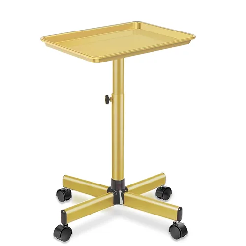 Vista 9 de Bandeja de salón con ruedas, bandeja de servicio de color de cabello ajustable en altura para spa, tatuaje o uso doméstico, rosa M-Rosado