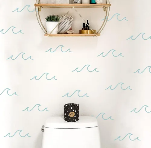Vista 3 de Pegatinas de pared de ondas/pegatina de onda/calcomanía de decoración de océano de verano/decoración extraíble/regalo/fabricado en EE. UU