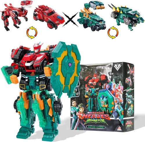 Vista 8 de QUANTUM HEROES DINOSTER Robot transformador 4 en 1 Mega Robot Metatron, 16.14 pulgadas Chariot Juguete robot para niños, juguete transformador