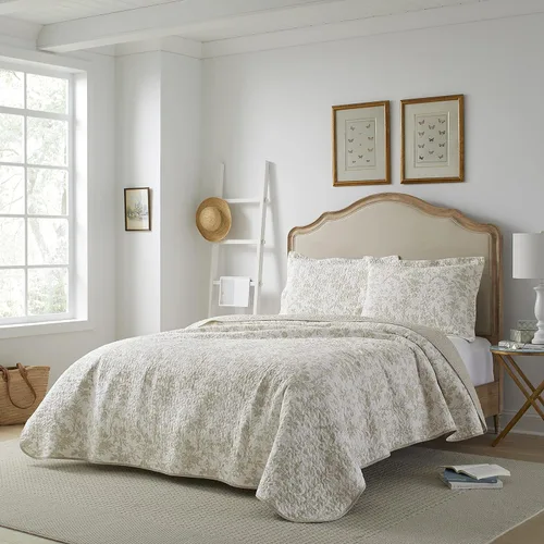Vista 3 de Laura Ashley - Juego de edredón individual, ropa de cama de algodón suave con diseño reversible, peso mediano para uso durante todo el año, juego