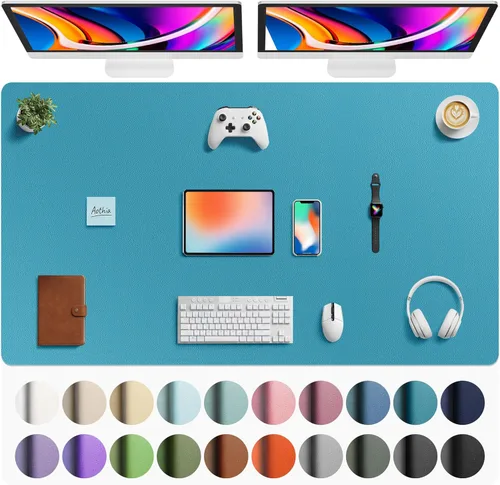 Vista 829 de Aothia Protector de escritorio de cuero, alfombrilla para mouse, alfombrilla de escritorio de oficina, 31.5 x 15.7 pulgadas, secante de escritorio