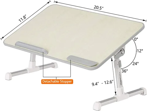 Vista 4 de Amazon Basics - Escritorio de regazo con bandeja ajustable, apto para portátiles de hasta 17 pulgadas, mediano, 12"x20", crema