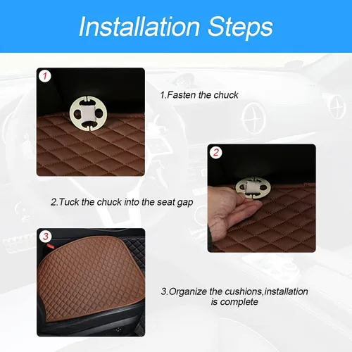 Vista 5 de Funda de cuero para asiento de automóvil, cojín de asiento de automóvil, cómodo, compatible con el 90% de vehículos, autos, SUV, accesorios