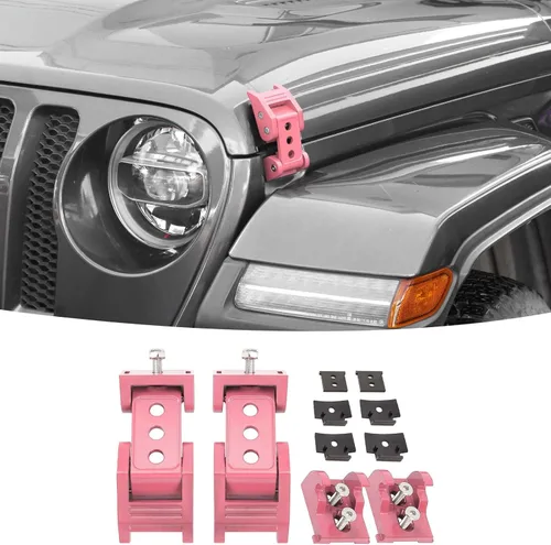 Vista 11 de Juego de pestillo de capó de acero inoxidable Compatible con Jeep Wrangler JK JKU 2007-2018/para Jeep Wrangler JL JLU 2018-2025 y Jeep Gladiator JT