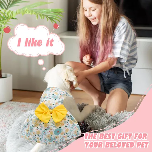 Vista 5 de 6 piezas de vestidos de perro para perritos pequeños y niñas, lindos vestidos de princesa para cachorros, gatitos y perros con flores y lazo