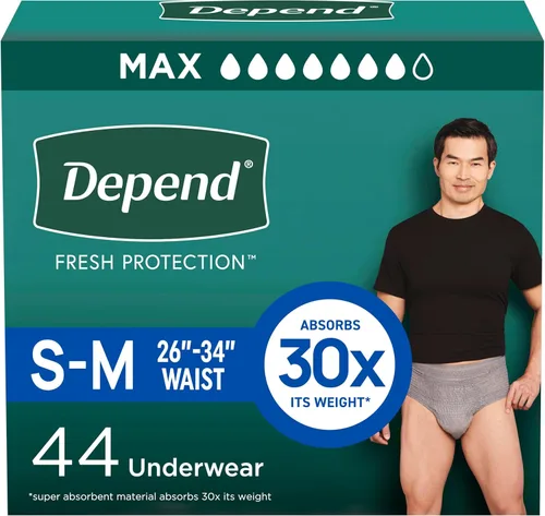 Vista 12 de Depend Fresh Protection - Pañales para adultos, ropa interior para incontinencia para hombres, desechables, máximo, pequeño/mediano, gris, 19